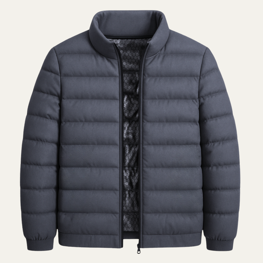 Men's Heated Ski Jacket Down Insulated Thermal Gray - Fashinoza