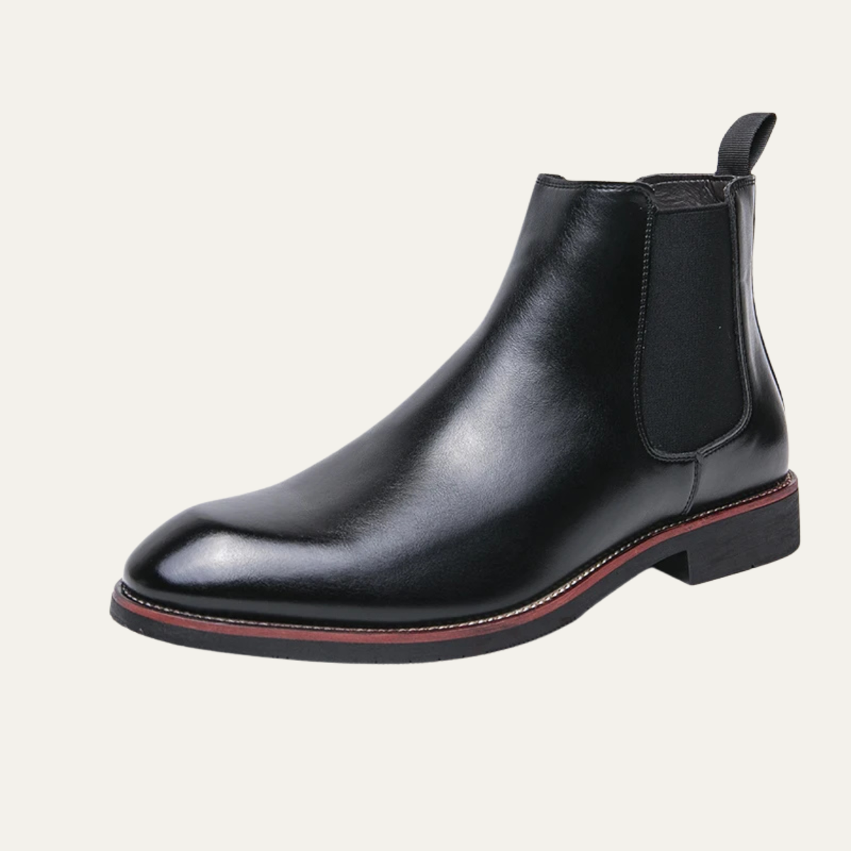Men's Leather Chelsea Boots Rubber Sole Black - Fashinoza