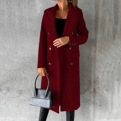 Women's Double-Breasted Trench Coat Long Button Cuffs