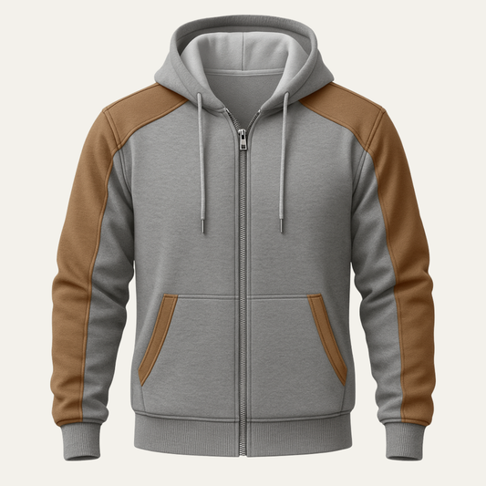 Vernazza Men's Hooded Jacket Color Block Zip Pocket - Fashinoza