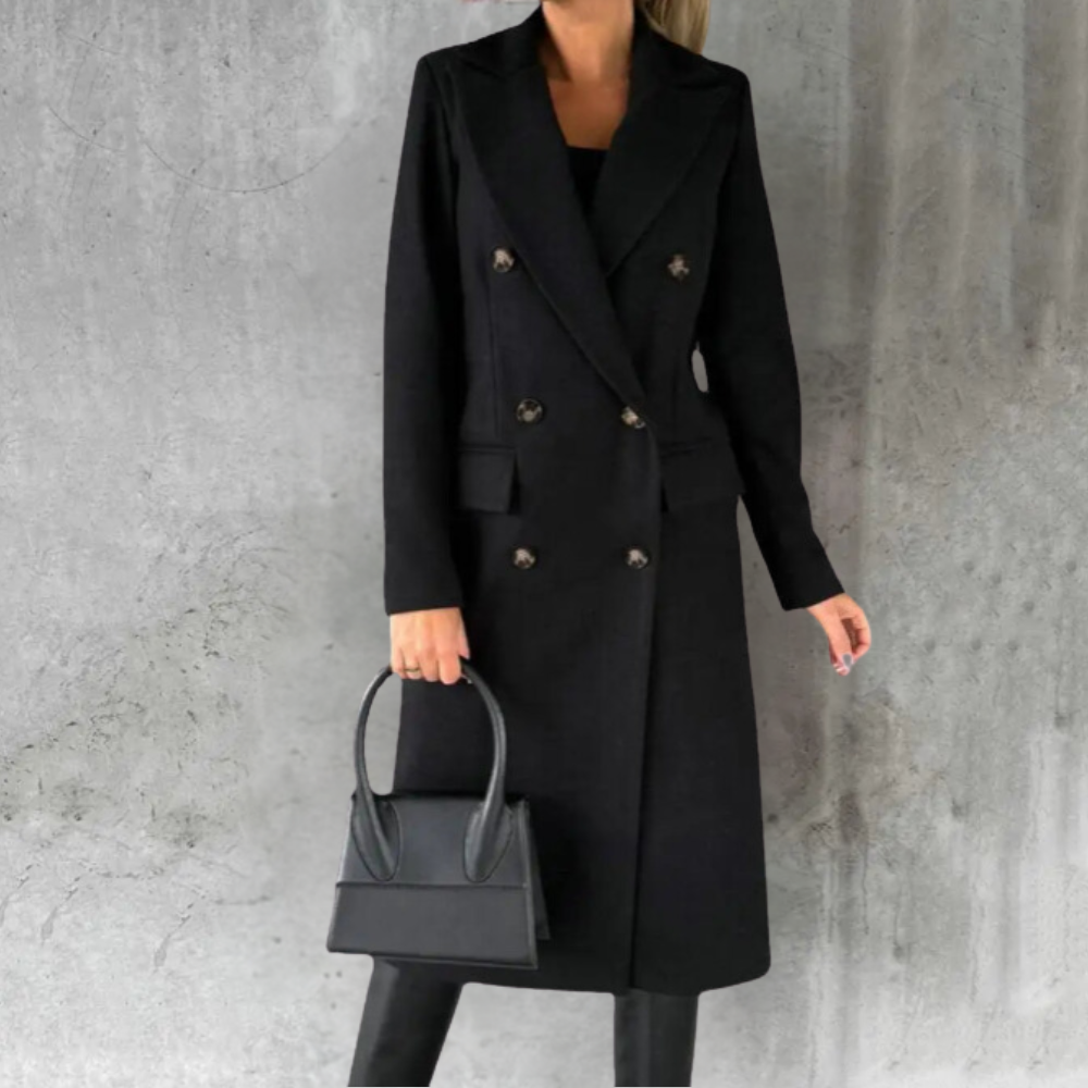 Women's Double-Breasted Trench Coat Long Button Cuffs