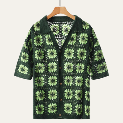 Men's Knitted Mesh Cardigan Shirt