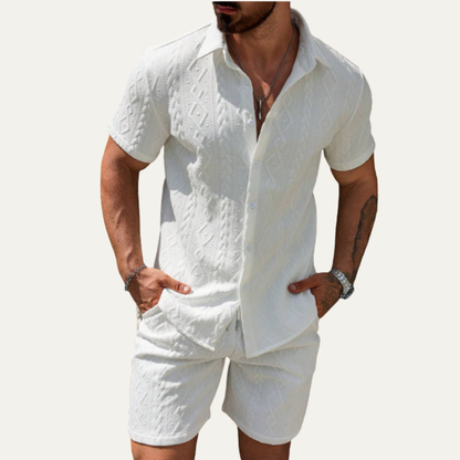Men's Knitted Summer Set Shirt And Shorts
