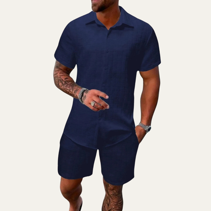 Men's Casual Summer Shirt Shorts Set