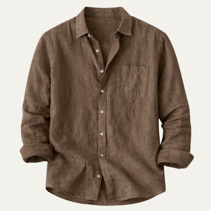 Men's Cotton Linen Stand Collar Shirt Lightweight - Fashinoza