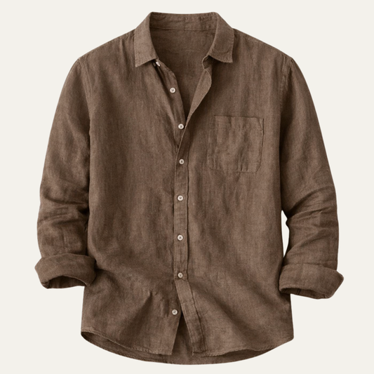 Men's Cotton Linen Stand Collar Shirt Lightweight - Fashinoza