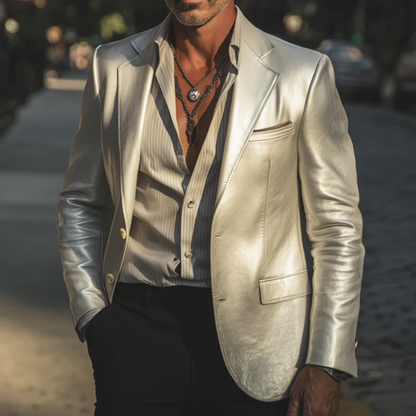 Men's Metallic Silver Blazer