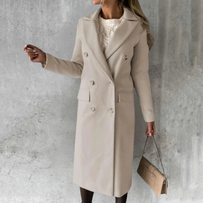 Women's Double-Breasted Trench Coat Long Button Cuffs