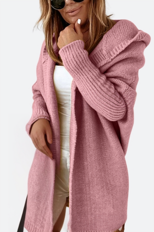 Women's Knitted Hooded Coat Warm Winter Wool Blend - Fashinoza