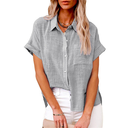 Women's Button Down Blouse Cuffed Sleeves