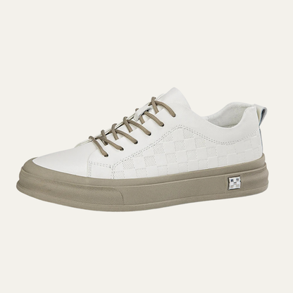 Men's Checkerboard Low Sneakers Beige - Fashinoza