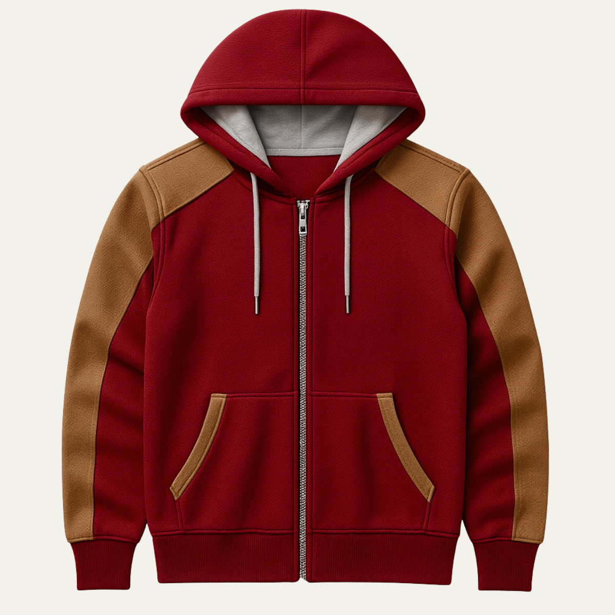 Men's Color Block Hooded Jacket Zipper Pocket - Fashinoza