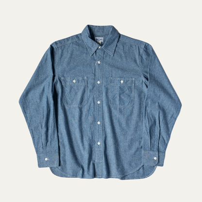 Men's Denim Button Down Shirt Vintage Blue - Fashinoza