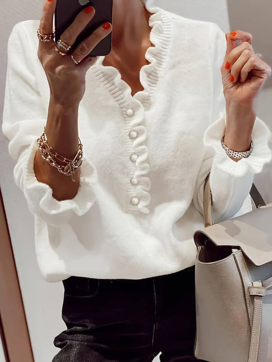 Jasmine | Women Summer Ruffled Button Front Top
