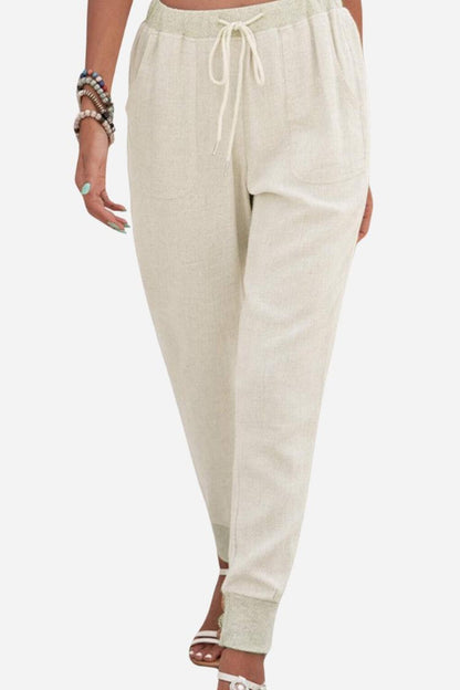 Women's Drawstring Jogger Pants Elastic Ankle Cuffs - Fashinoza