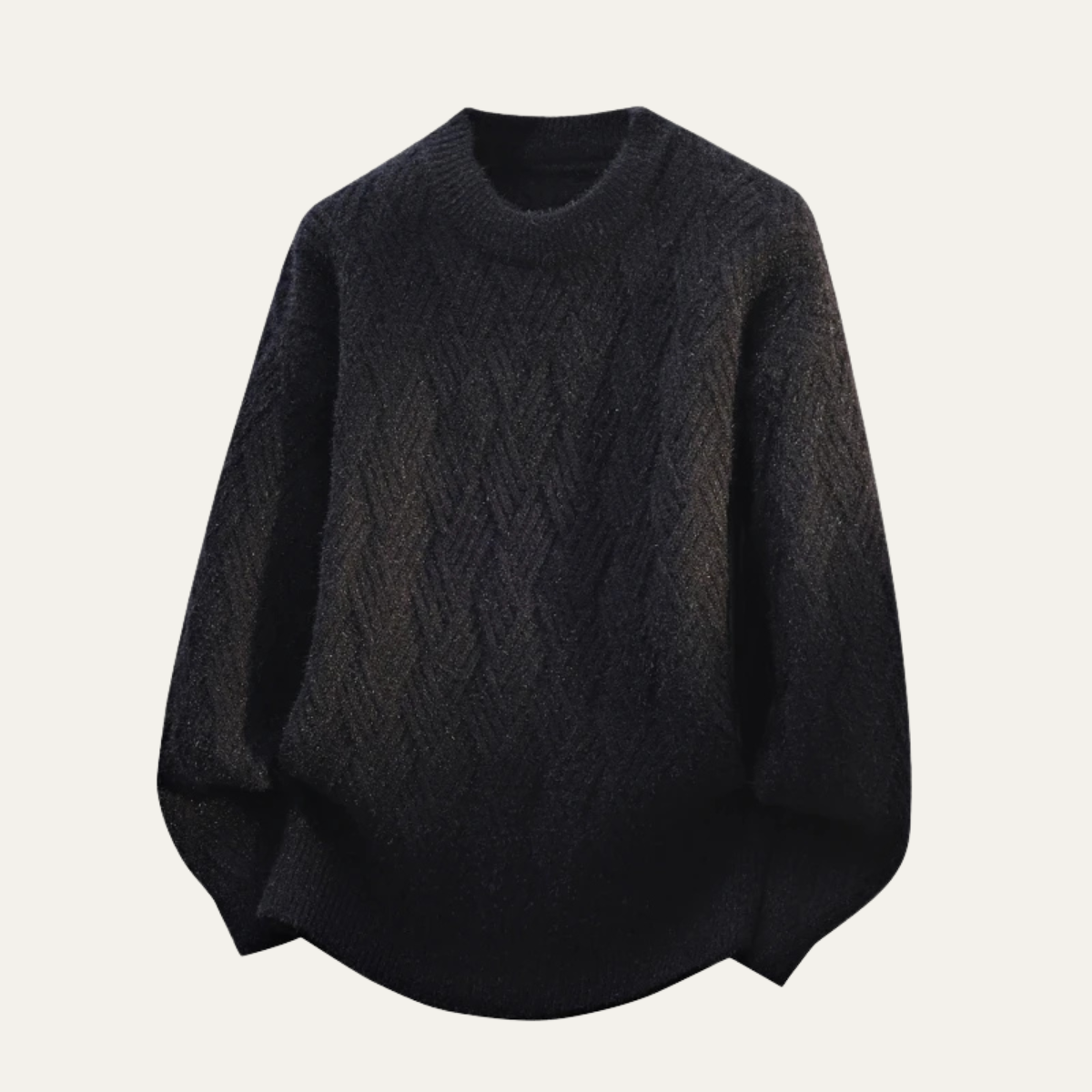 Men's Soft Knitted Sweater O Neck Warm Beige
