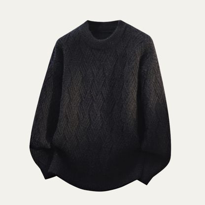 Men's Soft Knitted Sweater O Neck Warm Beige