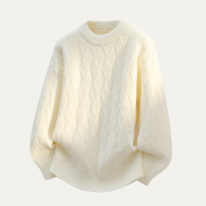 Men's Soft Knitted Sweater O Neck Warm Beige