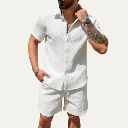 Men's Knitted Summer Set Shirt And Shorts
