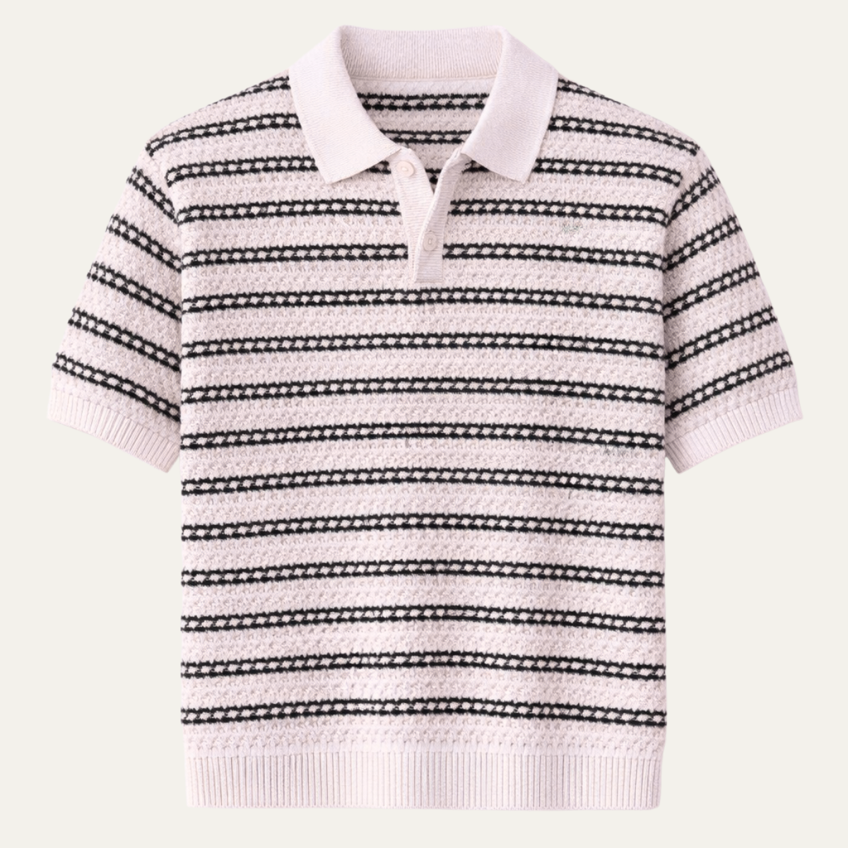 Men's Striped Polo Shirt Turn Down Collar Knit - Fashinoza