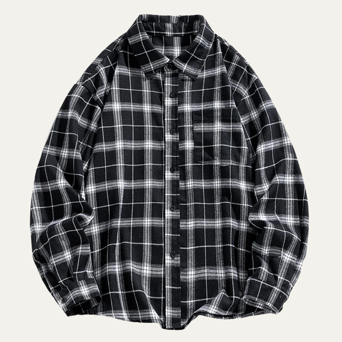 Men's Plaid Casual Shirt Loose Fit Retro - Fashinoza