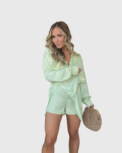 Women’s Button Front Long Sleeve Shirt Dress
