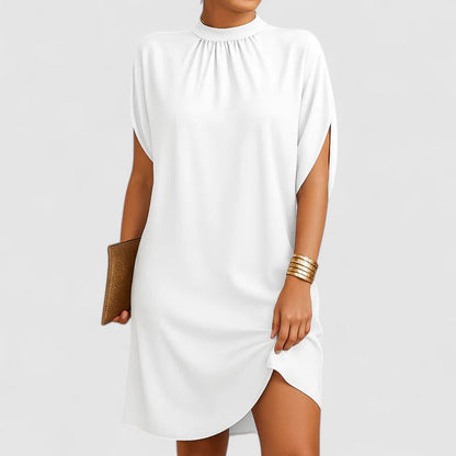 Women's Batwing Midi Dress Mock Neck Split Sleeve