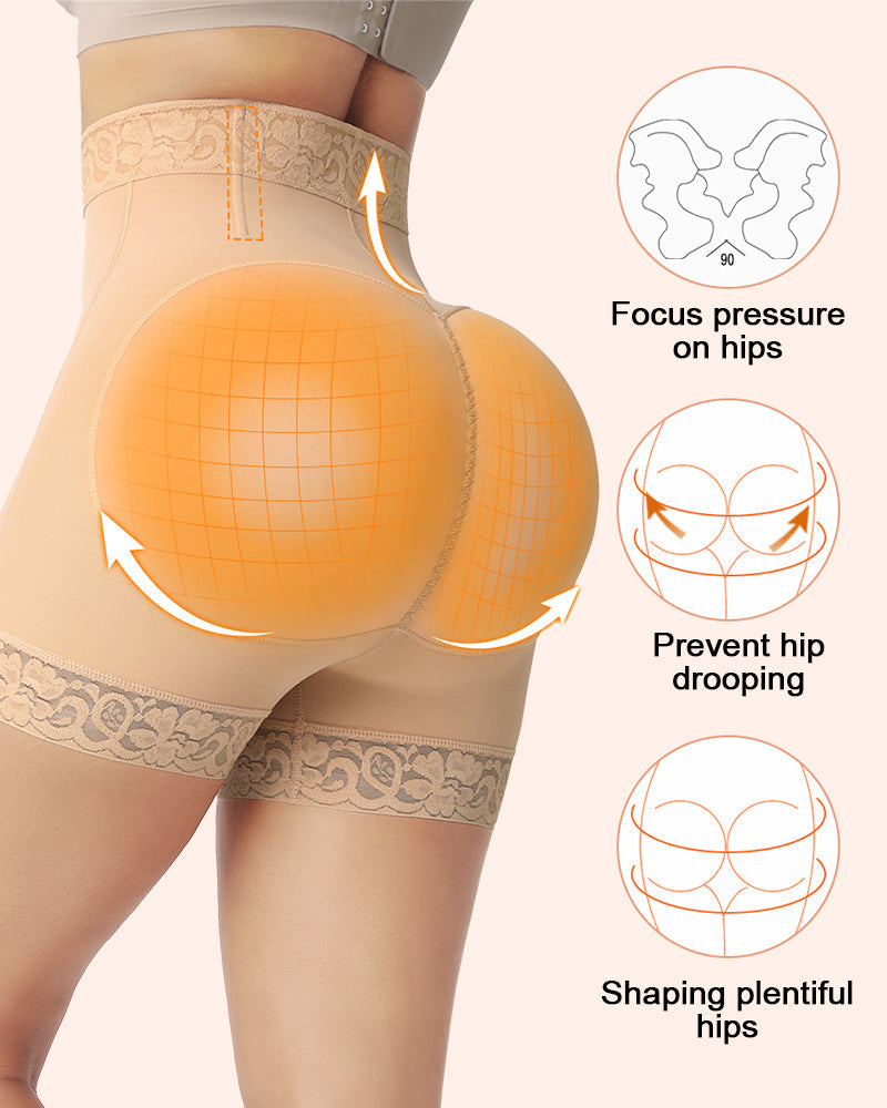 Women's High Waist Shapewear Shorts Zipper Closure