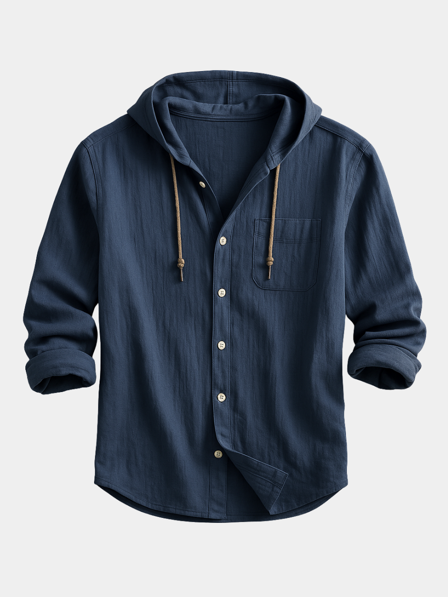 Men's Long-Sleeve Hoodie With Chest Pocket - Fashinoza