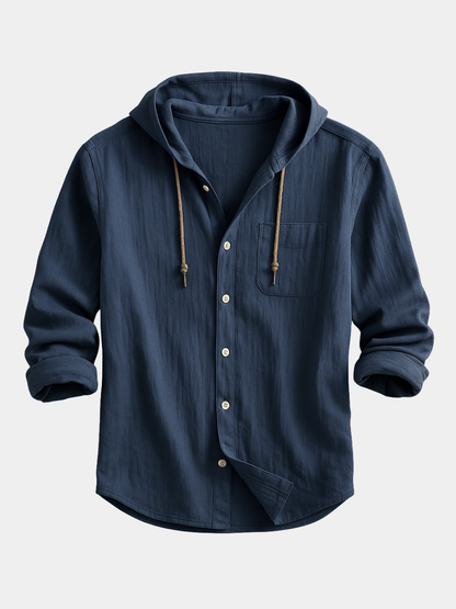 Men's Long-Sleeve Hoodie With Chest Pocket - Fashinoza