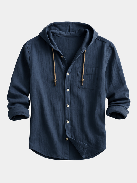 Men's Long-Sleeve Hoodie With Chest Pocket - Fashinoza