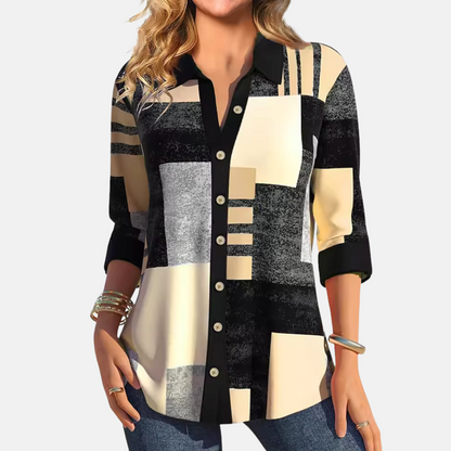 Women's Check Blouse Casual Cotton