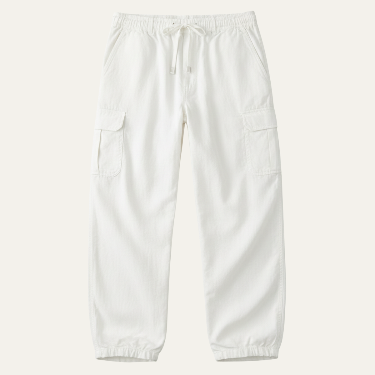 Men's Cotton Cargo Pants Loose Fit Multi Pocket Soft Khaki