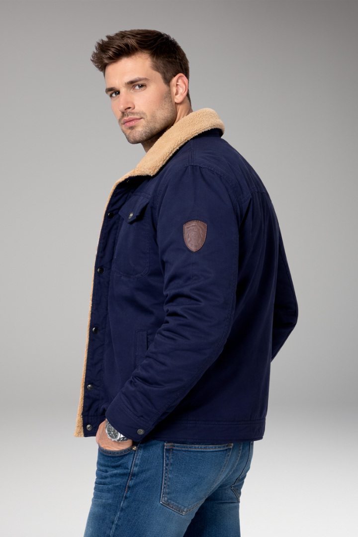 Men's Sherpa Jacket Button Closure