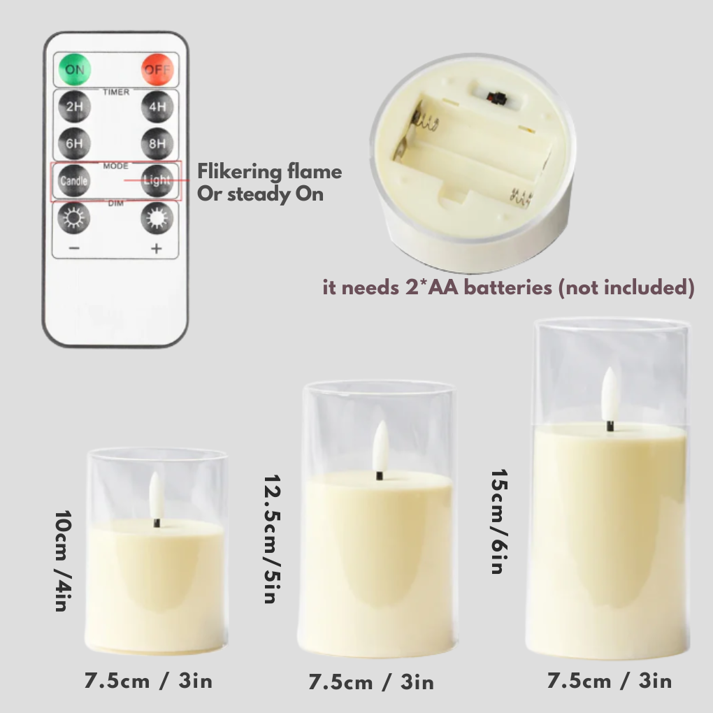 Led Candle 3 Piece Set - Fashinoza