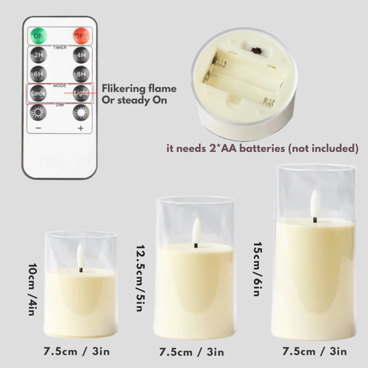 Led Candle 3 Piece Set - Fashinoza