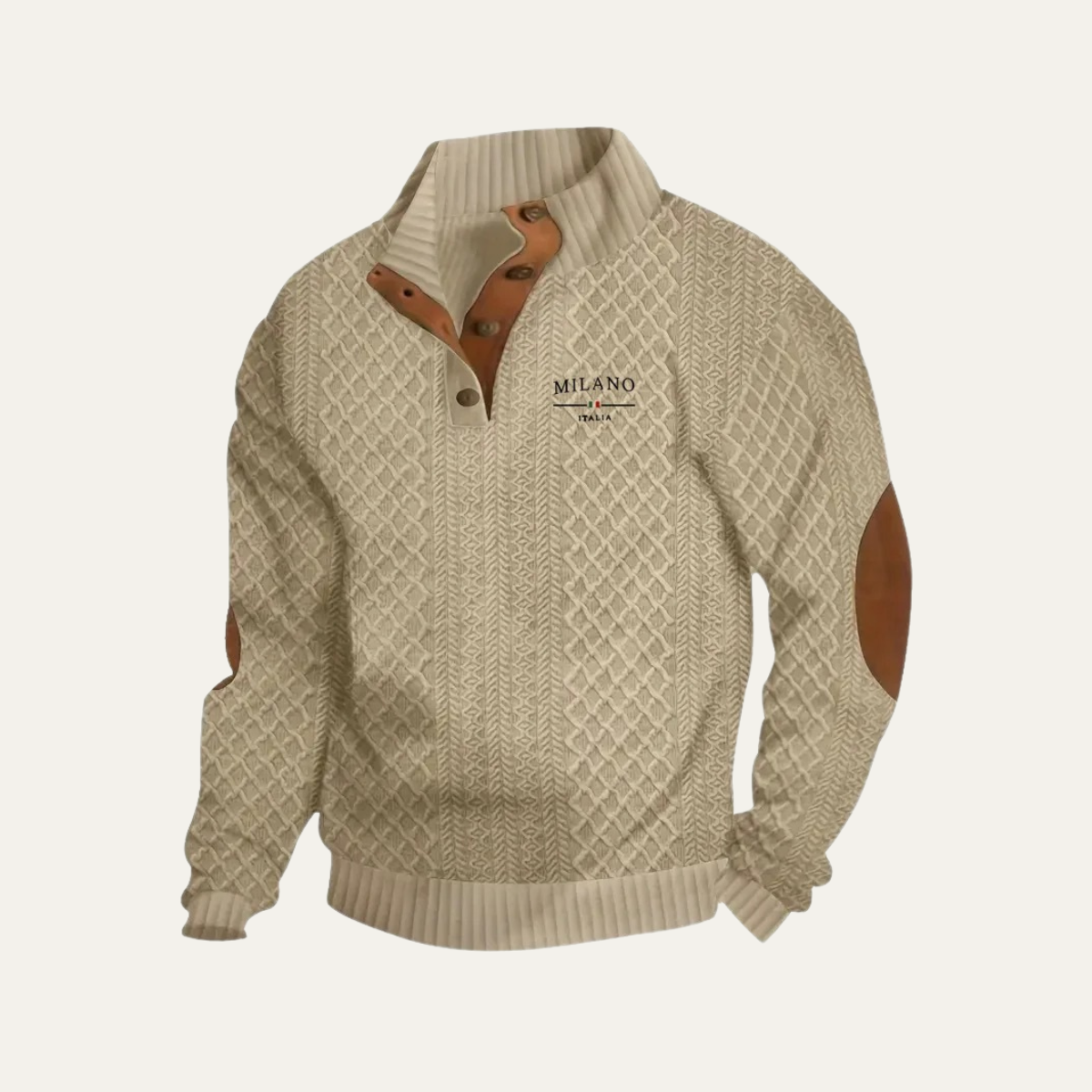 Men's Knit Quarter Zip Sweater Elbow Patches