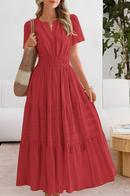 Women's Short Sleeve Maxi Dress Tiered Skirt