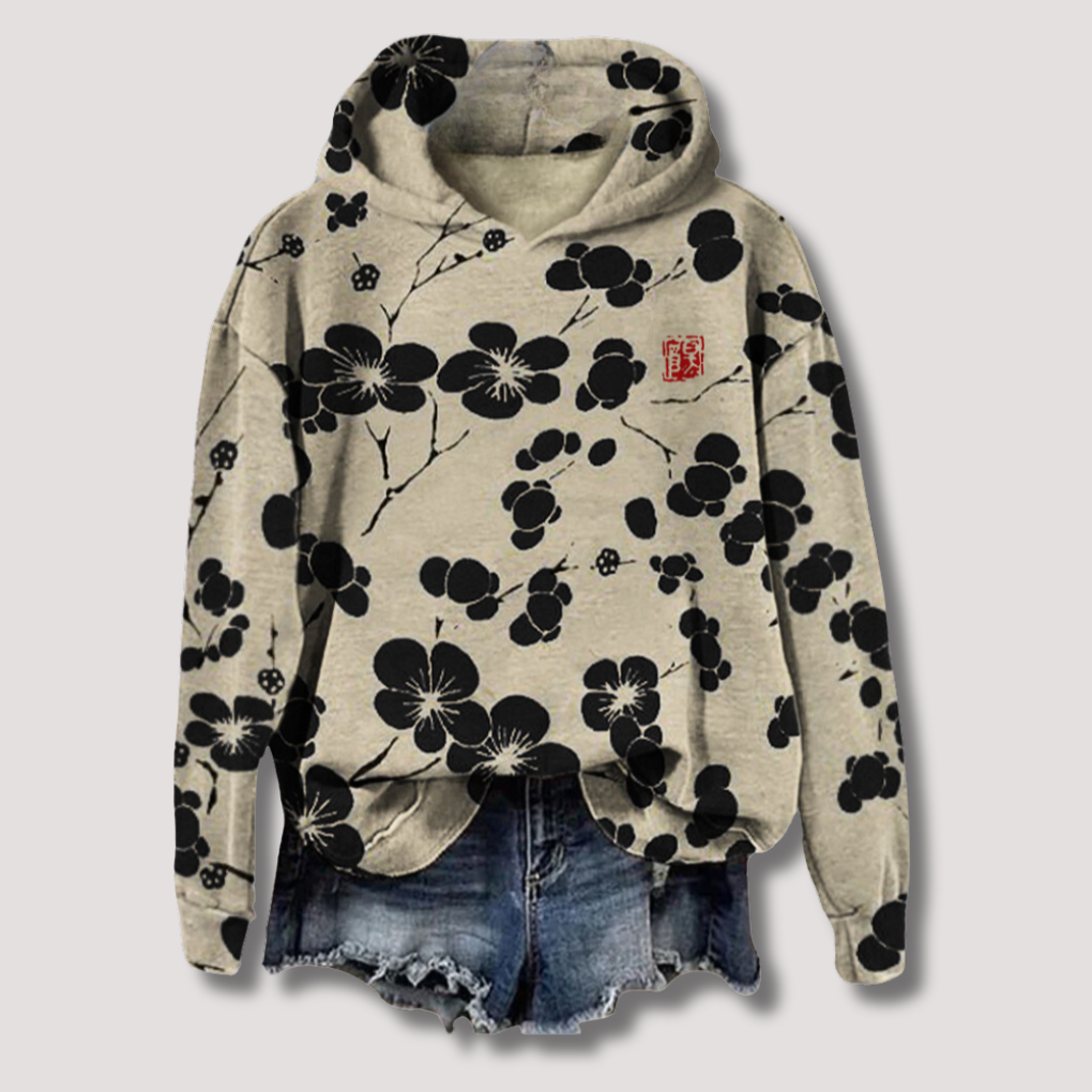 Women's Floral Hooded Sweater Lightweight - Fashinoza