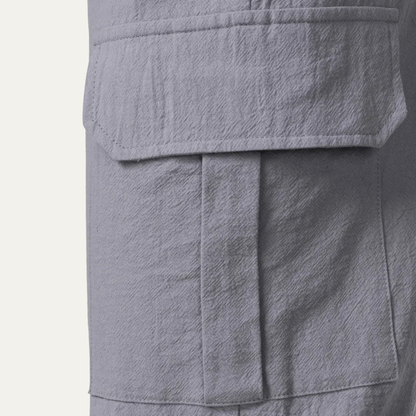 Men's Cotton Cargo Pants Loose Fit Multi Pocket Soft Khaki