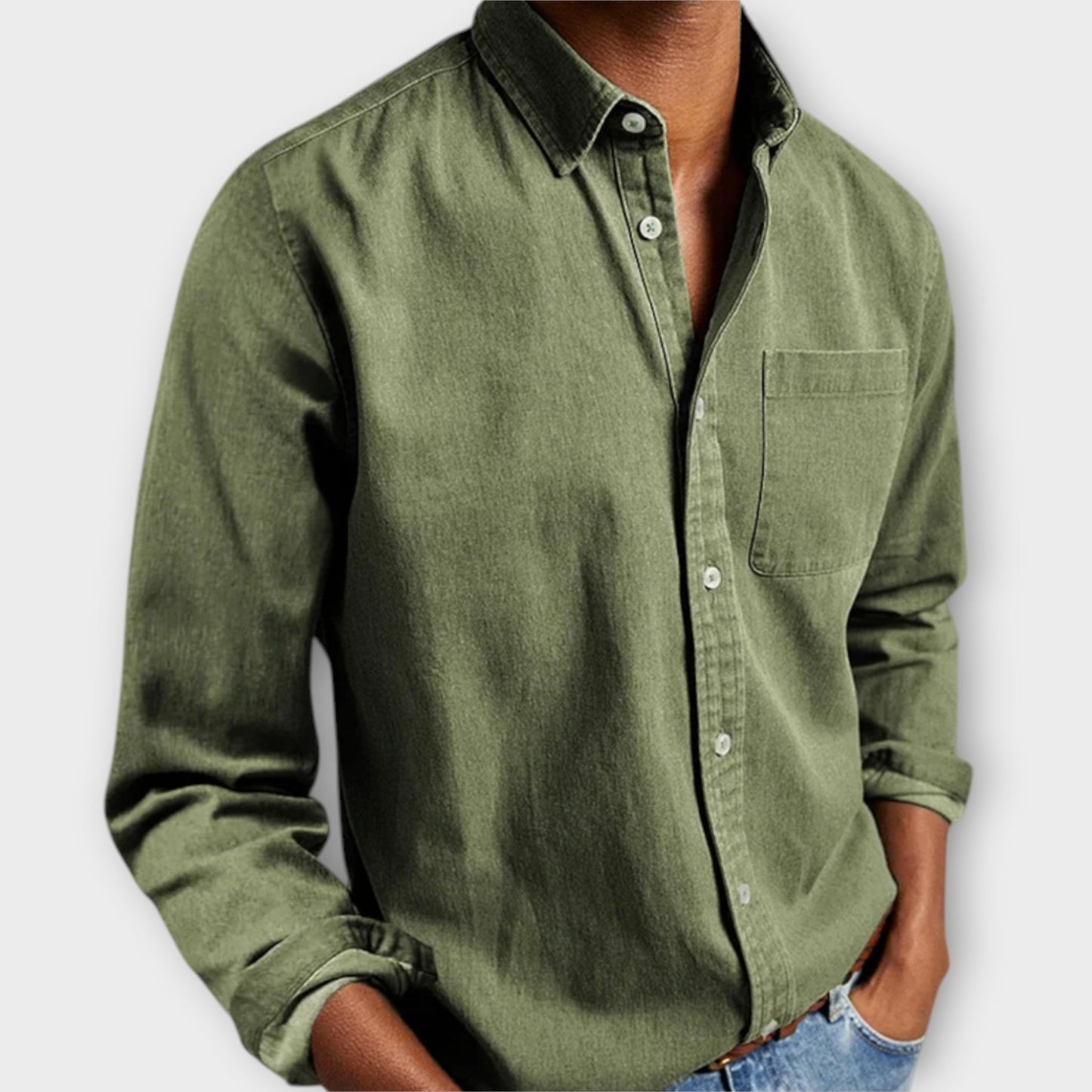 Men's Long Sleeve Dress Shirt With Chest Pocket