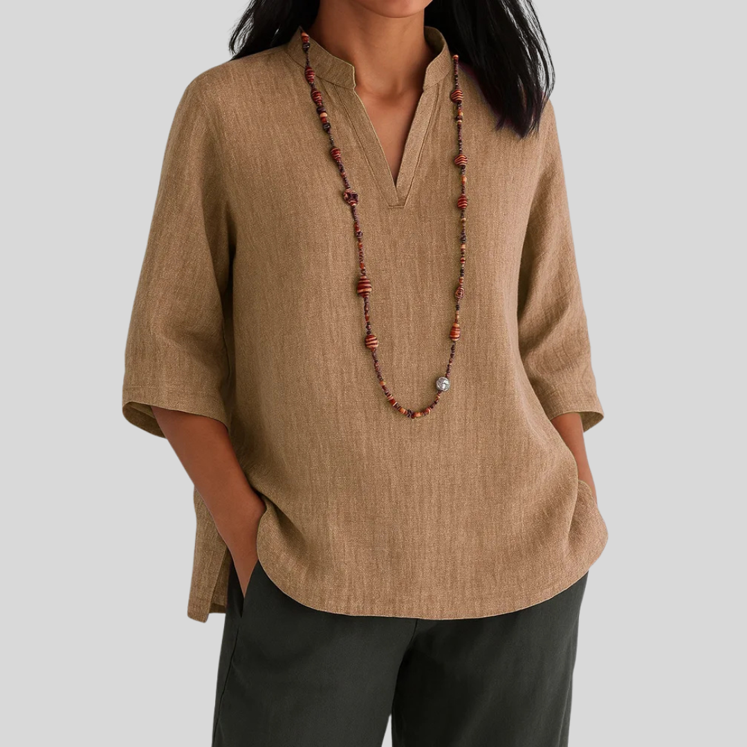 Women's Three Quarter Sleeve Blouse V Neckline
