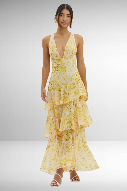 Hannah | Women’s Summer V Neck Tiered Maxi Dress