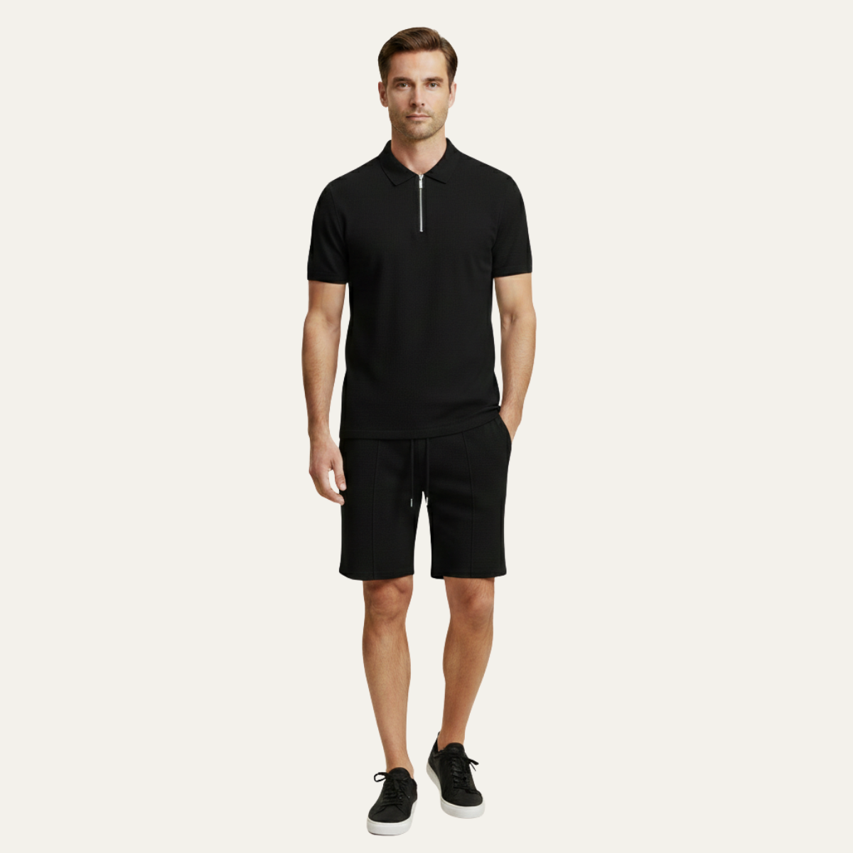 Men's Casual Summer Set Shirt And Shorts Solid Color