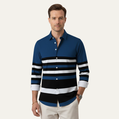 Men's Striped Dress Shirt Color Block Modern Style