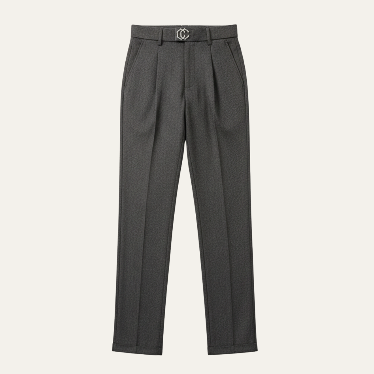 Men's Slim Fit Linen Dress Pants Pleated Beige