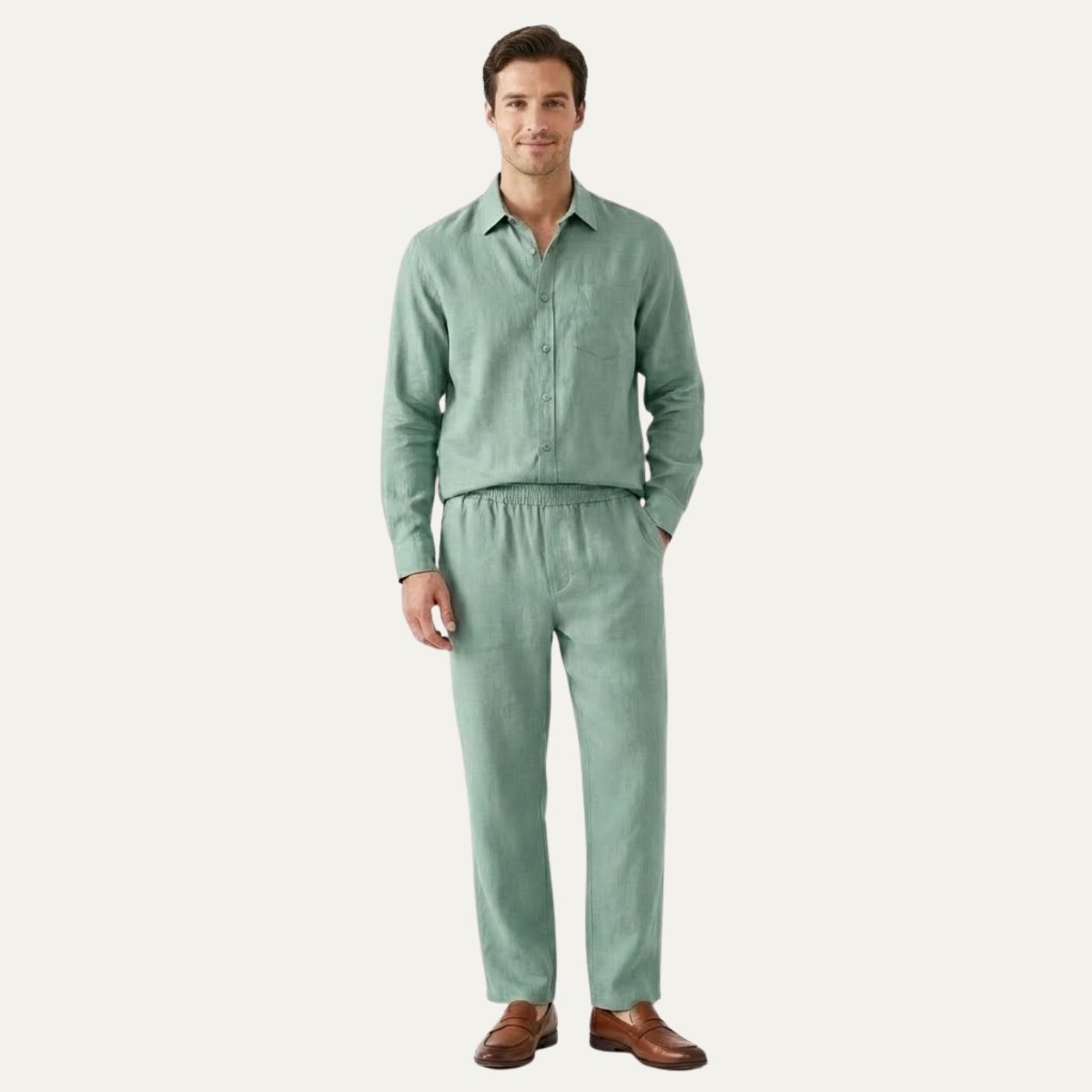 Men's Linen Shirt And Pants Oversized Set