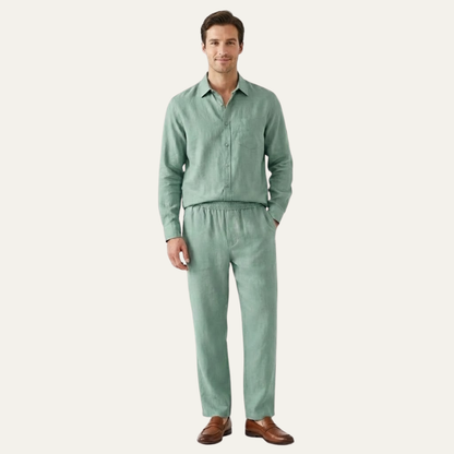 Men's Linen Shirt And Pants Oversized Set