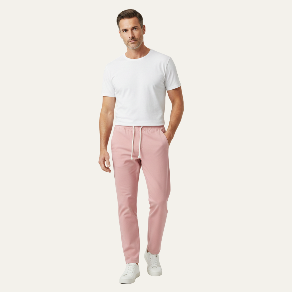 Men's Linen Blend Loose Fit Drawstring Pants Lightweight