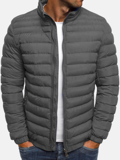 Men's Puffer Bomber Jacket Zip Closure Waterproof